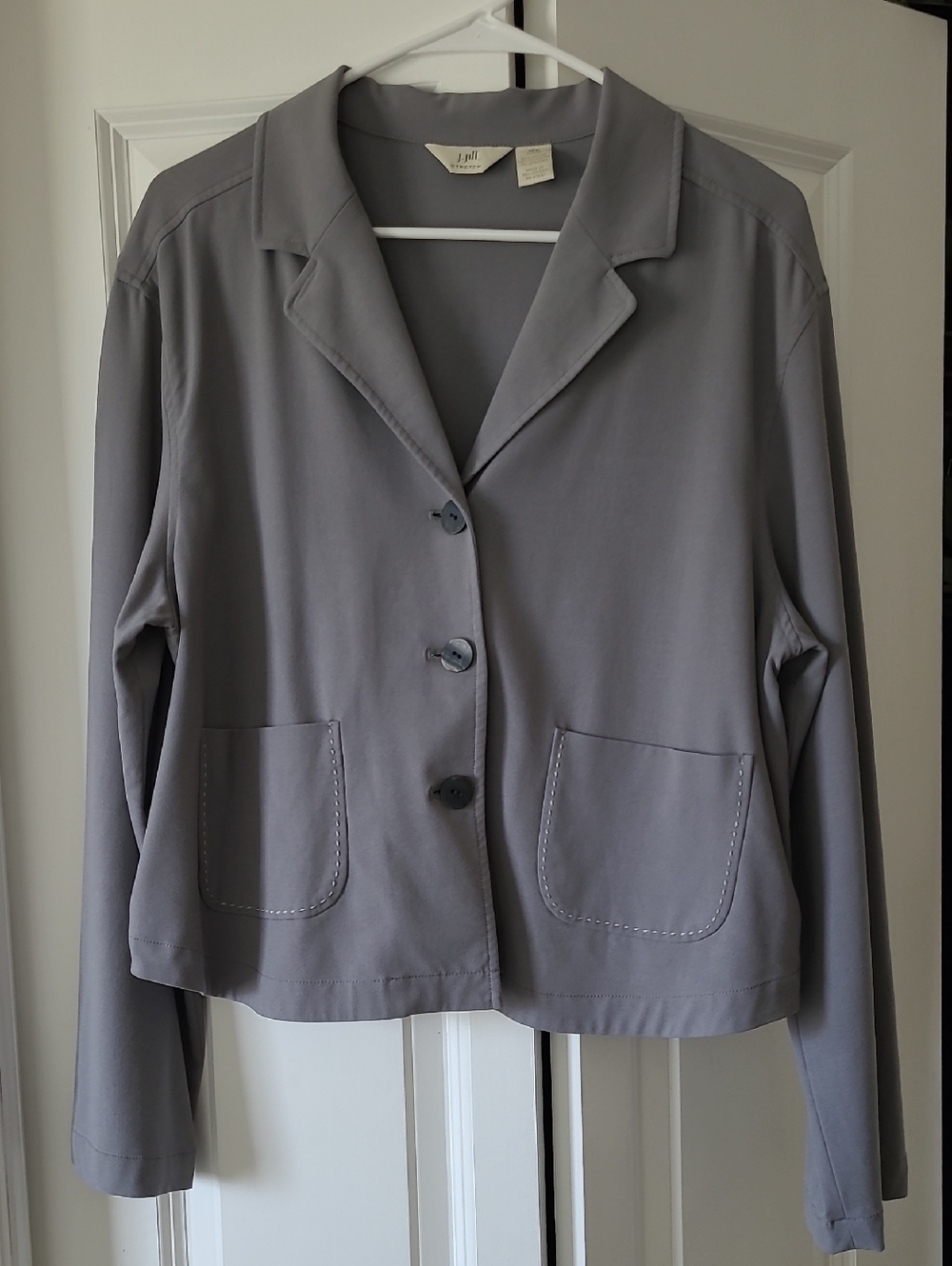 J. Jill Light Gray Button-Front Blazer 16P